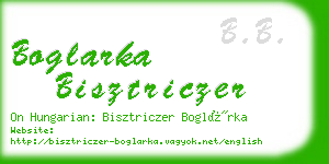 boglarka bisztriczer business card